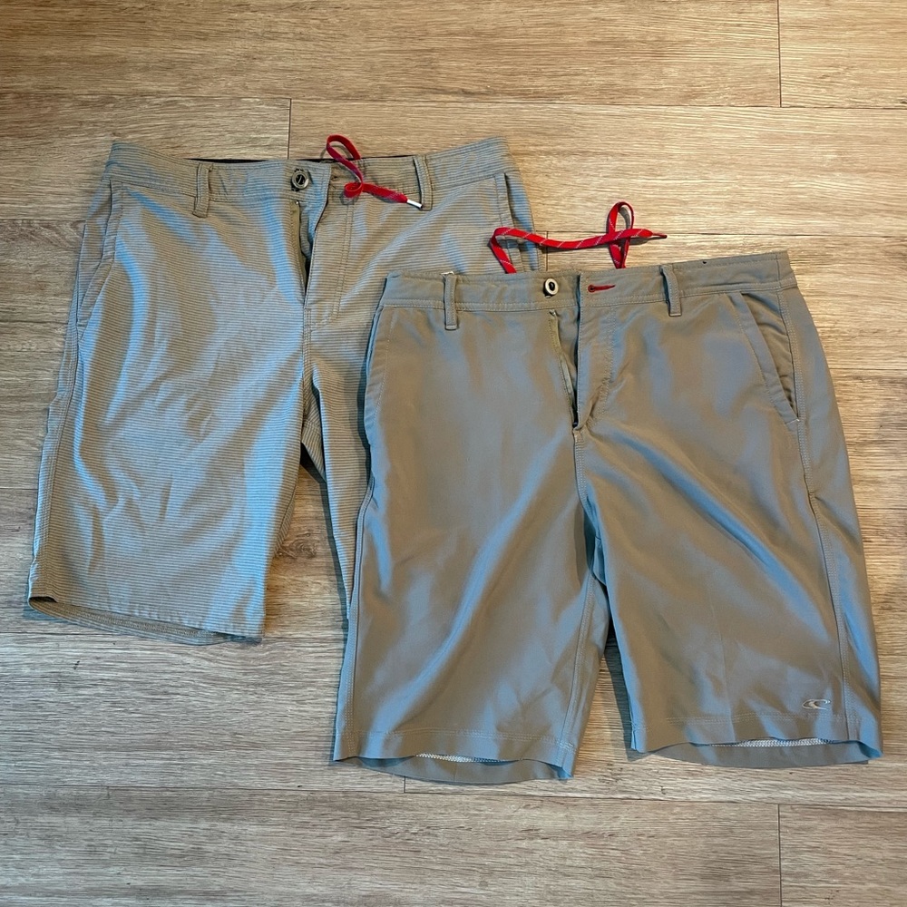 2 pair O’Neill Hybrid Shorts Khaki and Tan Striped 32